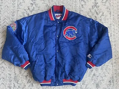 CHICAGO CUBS STARTER DUGOUT JACKET SIZE L LARGE VINTAGE 90s • $92.99