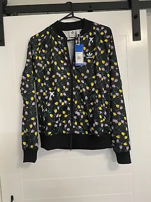 Adidas Black  Zip-up Jacket With Tulip And Airplane Pattern Size: 12 • $25