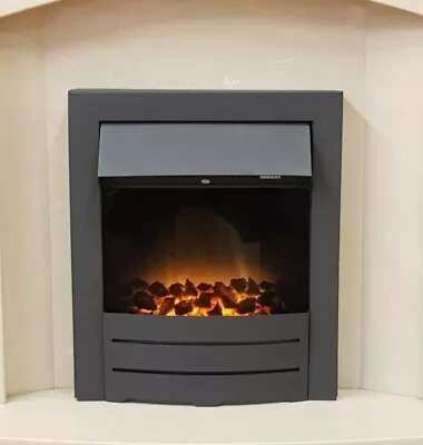 Electric Fire Black Fireplace Inset Led Electric Heater Flame Flicker Coal  Bnib • £165.45