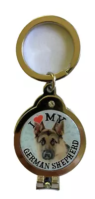 German Shepherd Keychain Nail Clipper Bottle Opener 30mm Silver Gift Rhinestone • $10.73