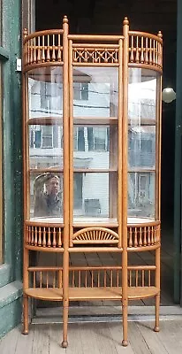 Victorian Oak Stick And Ball China Cabinet • $1050