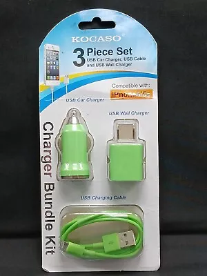 Kocaso IPhone 5/5S 3-Piece Set With USB Car Charger Wall Charger & Cable  • $11.04