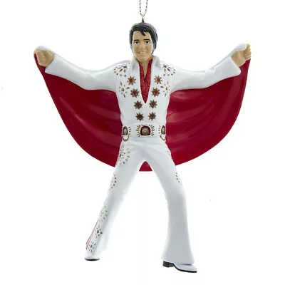 Kurt Adler 4.5 Inch Elvis In White Suit With Red Cape Christmas Ornament • $15.95