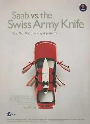 2001 Saab 9-3 - Saab Vs. Swiss Army Knife - Car Vs. All-Purpose Tool - Print Ad • $8.22