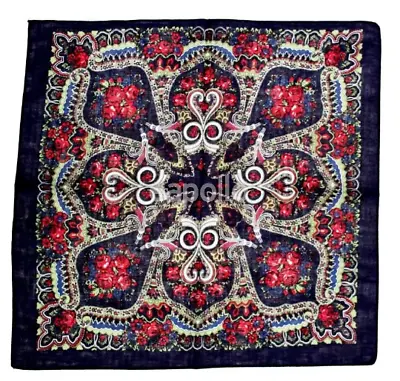 100% Cotton Large Floral Navy Multi Colour Head Scarf Bandana DV351 54 X 54cm • £4.59