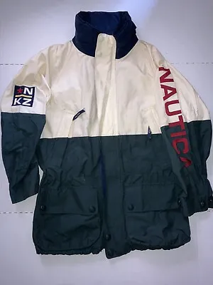 Vintage Nautica Jacket Men Medium Windbreaker Sailing Sail Boat Spell Out Sleeve • $24