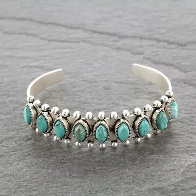 Vintage Tibetan Silver Turquoise Women Open Bangle Cuff Bracelet Wedding Jewelry • $3.09