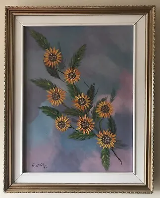 Original Irish Art Oil On Canvas Painting Still Life Flowers On Branch By Eunice • £60