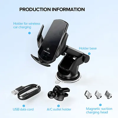AU 15W Wireless Car Charger Infrared Induction Cell Phone Holder For IPhone 14 • $29.99