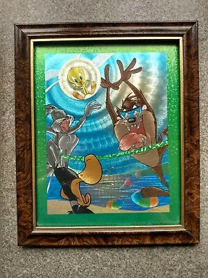 Vintage Bugs Bunny Foil Framed Artwork Picture Volleyball 8x10 Looney Tunes • $37.83