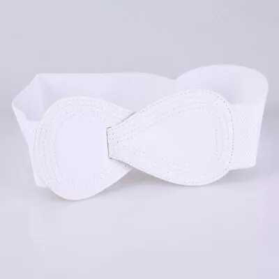 Ladies Wide Elastic Waist Belt Buckle Corset Women Stretch Cinch Dress Waistband • £5.80