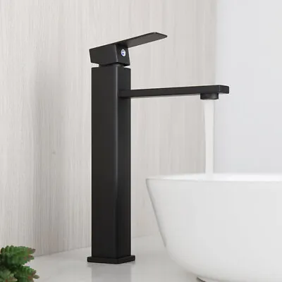 £17.49 • Buy Modern Bathroom High Rise Countertop Basin Sink Mixer Tap Tall Black Matte Brass