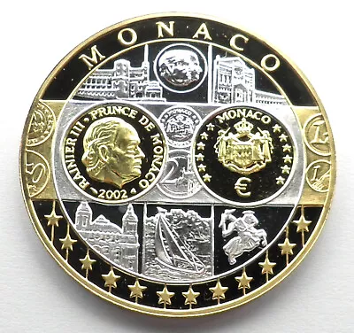 MONACO FIRST COMMEMORATIVE 20 EURO 2002 Rainier III Silver Medal & COA. BB13 • $64.95