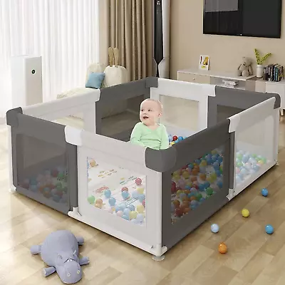 Baby Playpen With Suction Cups Breathable Mesh Compact Playpen Extra Large Play • £53.77