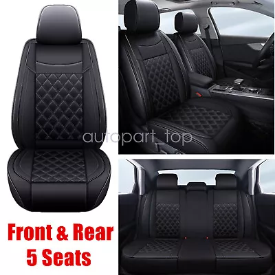 For Honda Car PU Leather Seat Cover Full Set Front & Rear Cushions Black • $96.99