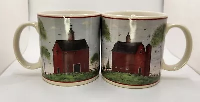 Vintage 1998 Warren Kimble Red Barn Coffee Mugs By Sakura Indonesia  • $19.99