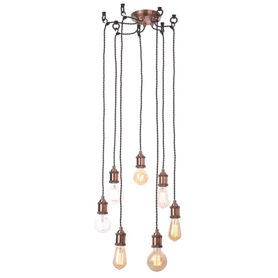 £119.99 • Buy Litecraft Alton Ceiling Pendant Industrial Braided Cable 7 Light Antique Copper