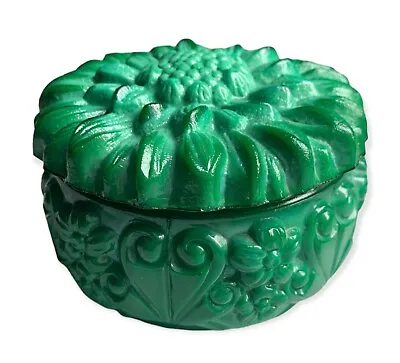 Curt Schlevogt Bohemian Czech Glass Art Deco 1930s Malachite Jade Glass Dose • $67