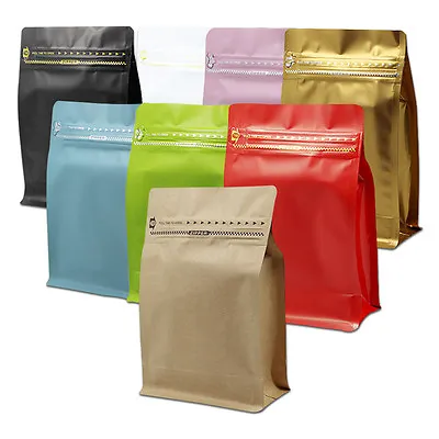Aluminum Foil Stand Up Pouch Coffee Beans Packaging Mylar For Zip Bags Seal Lock • £32.40