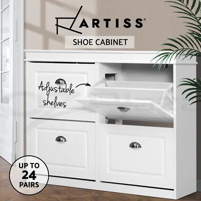$161.95 • Buy Artiss Shoe Cabinet Shoes Storage Rack Organiser White Shelf Cupboard 24 Pairs