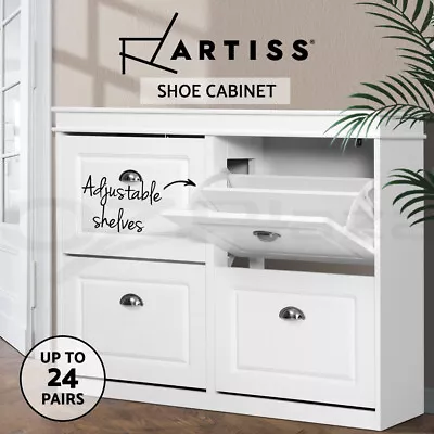 $139.95 • Buy Artiss Shoe Cabinet Shoes Storage Rack Organiser White Shelf Cupboard 24 Pairs