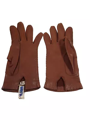 Vintage Brown Leather Ladies Gloves Made In Belgium Small • $6