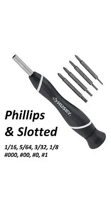 Husky Precision Screwdriver Kit Slotted Philips Bit Set PH000 PH00 +1.5 2.0 Flat • $15.95