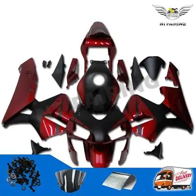 FD Injection Matte Black Red Fairing Fit For Honda 2003-2004 CBR600RR ABS X083 • $489.99