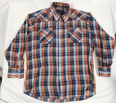 PANHANDLE SLIM Men's Vintage Pearl Snap Button Plaid Western Shirt Size LARGE • $19.95