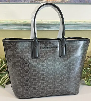 Michael Kors Jodie Small Tote Bag Purse Mk Black Signature Logo Circle Monogram • $72.99