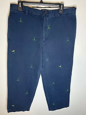 J.Crew 33/30 BLUE Chino Pants Men Embroidered Golf  19th Hole  Clubs NWT • $39.99