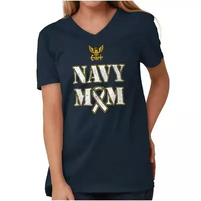 US Navy Proud Mom Mothers Day Military Gift V Neck T Shirts Women V-Neck Tees • $23.99