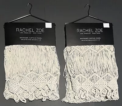 Rachel Zoe Macrame Curtain Panels 44x96” Natural Beige Gold Beads Boho 2 PANELS • $269.08