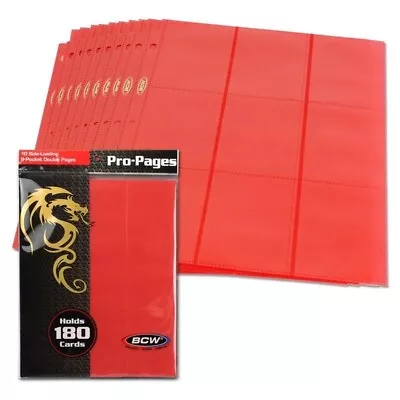 18 Pocket Pro Pages 10 Album Binder Pages Red MTG Trading Cards BCW Side Loading • $7.83