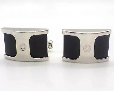 Mont Blanc Sterling Silver With Black Obsidian Cuff Links • $49.95