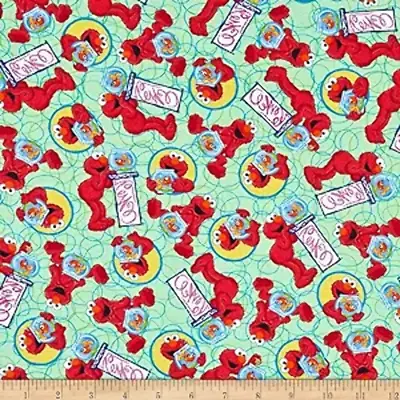 Sesame Street Digital Tossed Elmo Green Cotton Fabric By The Yard • $11.24