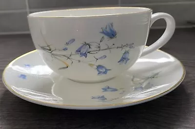 Crown Trent China Cappuccino Cup And Saucer Set Bluebell Print Gold Rim. • £12