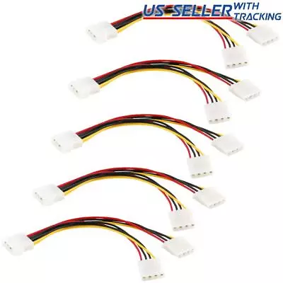 (5-pack) 4-pin Molex Male To 2x Female Power Splitter Cable Extension Adapter 5X • $8.49