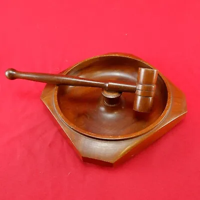 Vintage Wooden Nutcracker Set - Bowl & Wooden Hammer - Made In Puerto Rico • $36.50