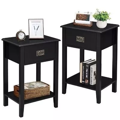 Nightstands Set Of 2 Vintage Small Storage Cabinet Side End Table With Drawers • $168.99