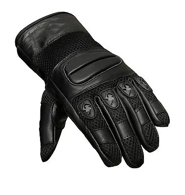 Summer Premium Leather Motorcycle Motorbike Gloves CowHide Leather • £10.99