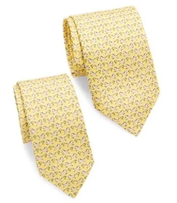 Salvatore Ferragamo Matching Set Of 2 Ties Zebra Print Yellow Silk • $374.91