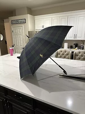 Vintage Polo Ralph Lauren Doorman Cane Umbrella Blackwatch Tartan Plaid Big Pony • $84.99