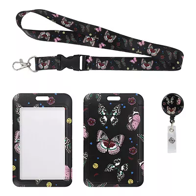 Black Butterfly Lanyards Detachable Id Badges Retractable ID Badge Holder • $20