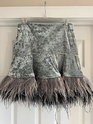 H&M Brand “DIVIDED” Gray Velvet Flare Skirt Size 12 MINT! NEW NWT • $14.99