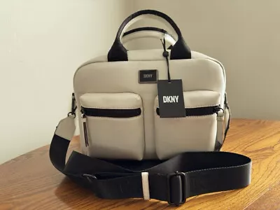 DKNY Women’s Cream Faux Leather Damian Satchel Handbag Crossbody MSRP: $198 NEW • $89