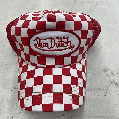 Authentic Vintage New Von Dutch Red & White Checkered Cap Hat Mesh Snapback • $29.99