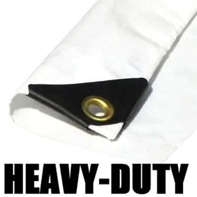 EXTRA Heavy Duty 12 Mil White Tarp 3 Ply Coated Reinforced Canopy 6 Oz 3 Layer  • $50.55