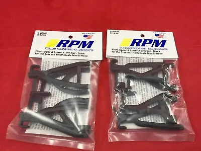 RPM TRAXXAS 1/16  E-REVO Mini BLACK Front + Rear SUSPENSION A-ARMS  Vxl XL2.5 • $25.59