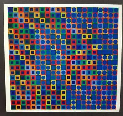 Victor Vasarely  Zebegen  Mounted Offset Color Lithograph 1971 • $49